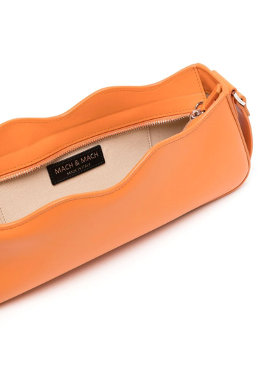 Shop Mach & Mach Scalloped Leather Shoulder Bag In Orange