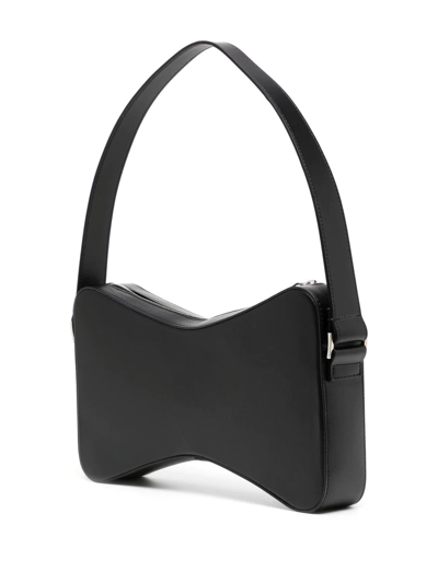 Shop Mach & Mach Double Bow Leather Shoulder Bag In Schwarz