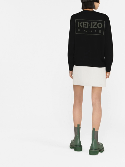 Shop Kenzo Logo-lettering V-neck Cardigan In Black