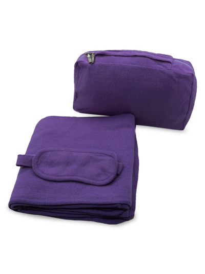 Shop Portolano 3-piece Bag, Eye Mask & Wrap Travel Set In Purple