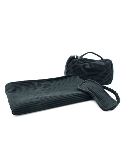 Shop Portolano 3-piece Bag, Eye Mask & Wrap Travel Set In Black