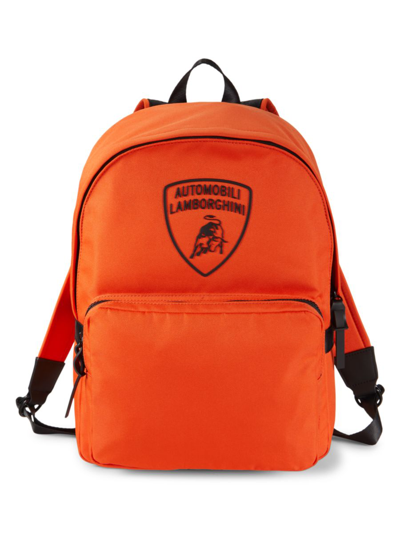 Shop Lamborghini Men's Logo Backpack In Orange