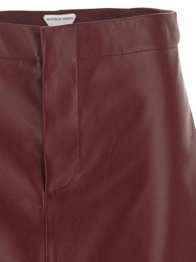 Shop Bottega Veneta Leather Skirt In Burgundy