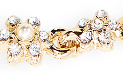 Shop Marchesa Pear Crystal & Imitation Pearl Slider Bracelet In Gold/ Cgs