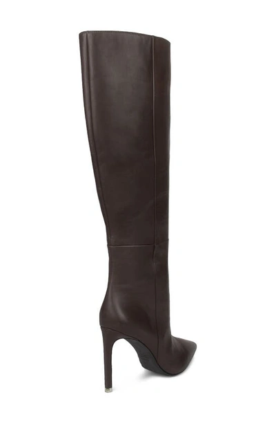 Black Suede Studio Taylor Croco Stiletto Knee Boots In Mulch Nappa