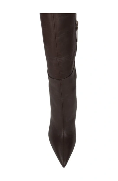 Black Suede Studio Taylor Croco Stiletto Knee Boots In Mulch Nappa