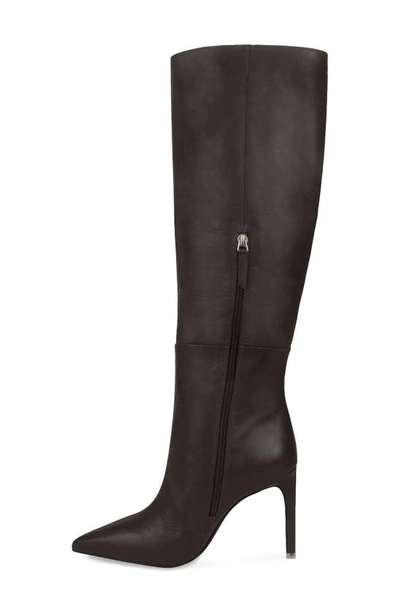 Black Suede Studio Taylor Croco Stiletto Knee Boots In Mulch Nappa