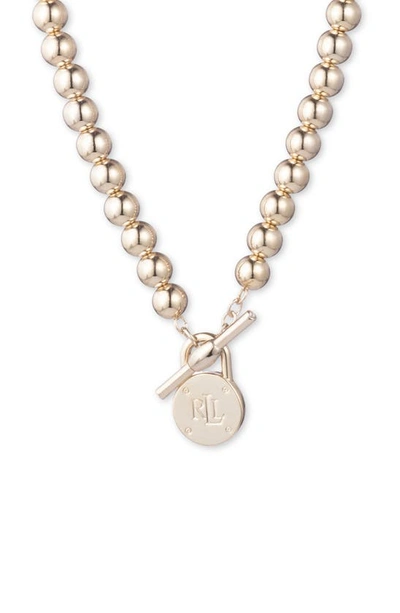 Shop Laurèn Lauren Ralph Lauren Logo Toggle Collar Necklace In Gold