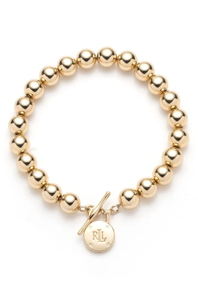 Shop Laurèn Lauren Ralph Lauren Padlock Beaded Toggle Bracelet In Gold