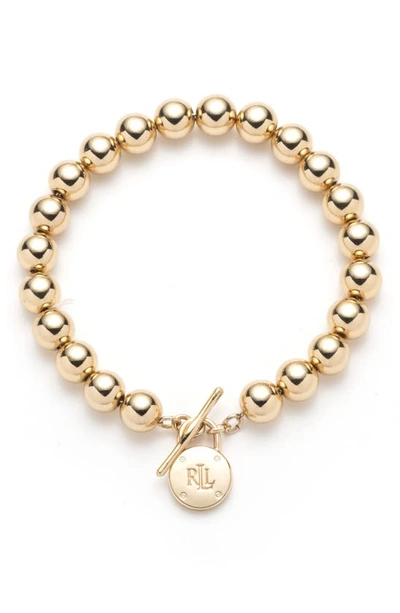 Shop Laurèn Padlock Beaded Toggle Bracelet In Gold