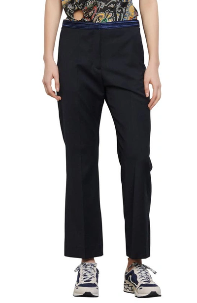 Shop Sandro Straight Leg Pants In Navy Blue