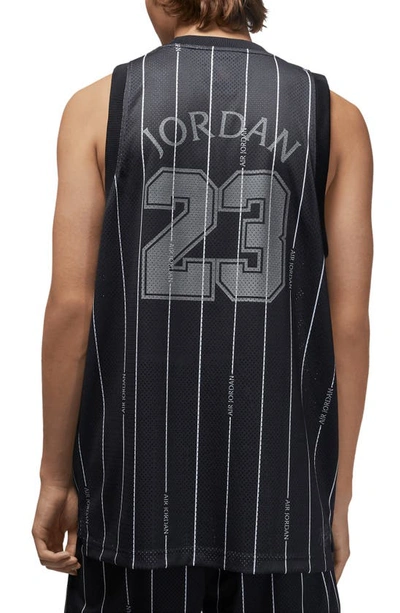 Shop Jordan Essentials Stripe Mesh Jersey In Black/ White/ White