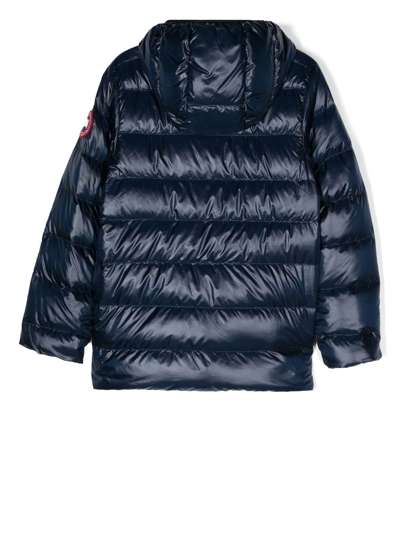 Shop Canada Goose Crofton Hooded Padded Jacket In Blue