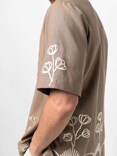 Shop Nanushka Camp Embroidered Shirt In Brown