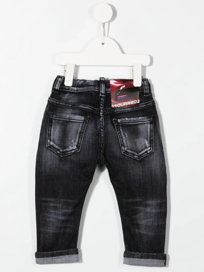 Shop Dsquared2 Stonewash Logo-patch Jeans In Grey