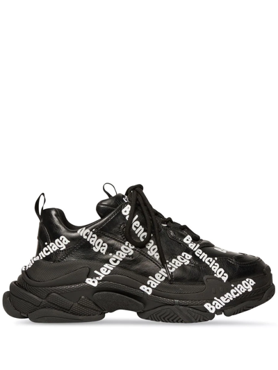 Balenciaga Triple S Logo-print Sneakers In Black | ModeSens