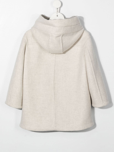Shop Brunello Cucinelli Double Breasted Hooded Cashmere Coat In Neutrals