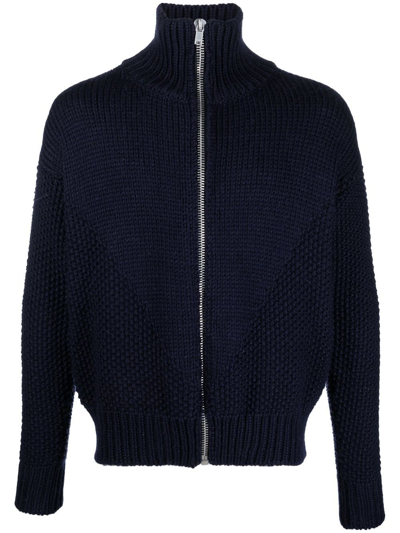 Shop Jil Sander Chunky-knit Zip-up Jumper In Blue