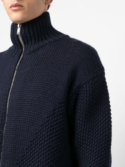 Shop Jil Sander Chunky-knit Zip-up Jumper In Blue