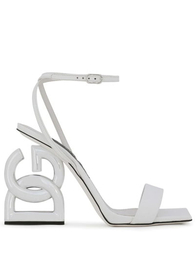 Shop Dolce & Gabbana 3.5 105mm Patent Leather Sandals In White