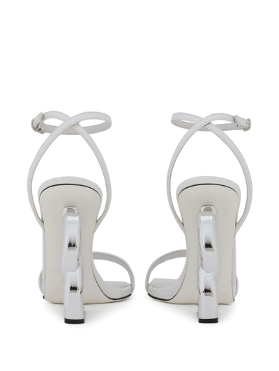 Dolce & Gabbana Logo-sculpted Heel Sandals In White