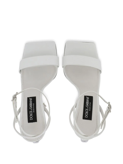 Dolce & Gabbana Logo-sculpted Heel Sandals In White