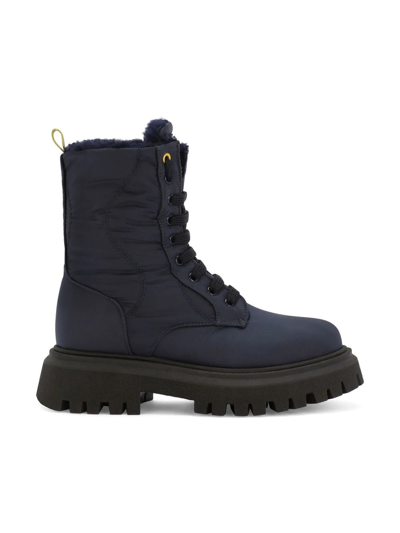 Shop Dolce & Gabbana Lace-up Cargo Ankle Boots In Blue