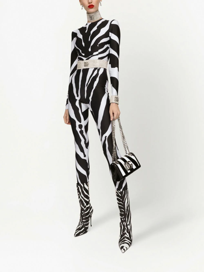 Shop Dolce & Gabbana Zebra-print Catsuit In Black