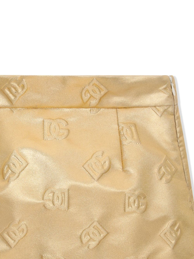 Shop Dolce & Gabbana Logo-embossed Mini Skirt In Gold
