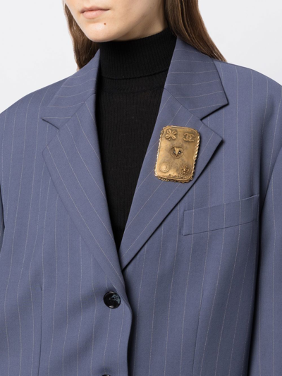 Pre-owned Chanel 1980s Cc Owl-motif Brooch In Gold
