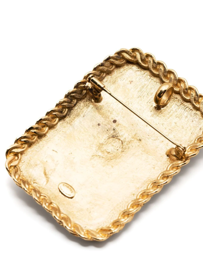 Pre-owned Chanel 1980s Cc Owl-motif Brooch In Gold