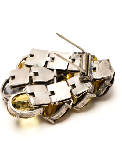 Pre-owned Dior  Crystal-embellished Brooch In Yellow