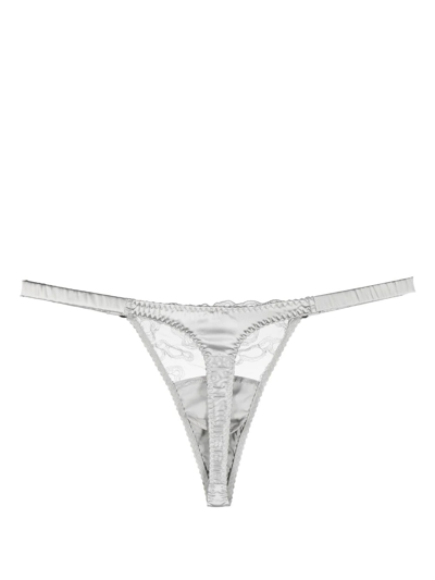 Shop Fleur Of England Sigrid Lace Thong In Grey