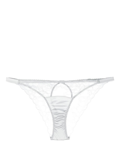 Shop Fleur Of England Sigrid Ouvert Lace Briefs In Grey