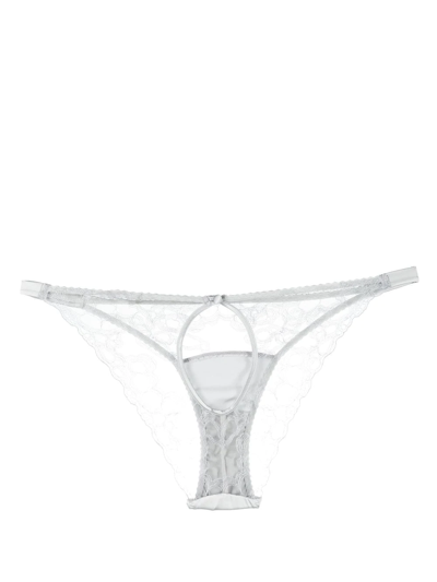 Fleur Of England Sigrid Ouvert Lace Briefs In Grey