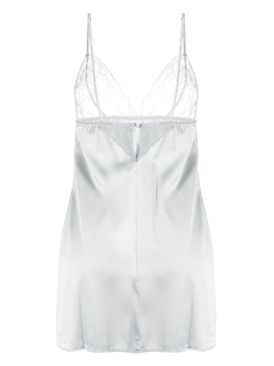 Shop Fleur Of England Sigrid Silk Slip In Grey