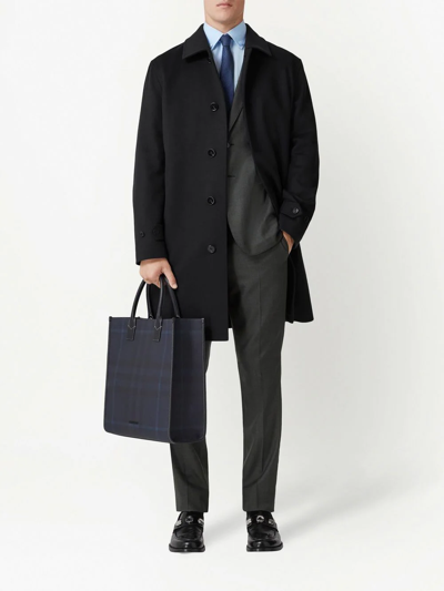 Burberry Collared Coat With Side Pockets And Long Sleeves In Black