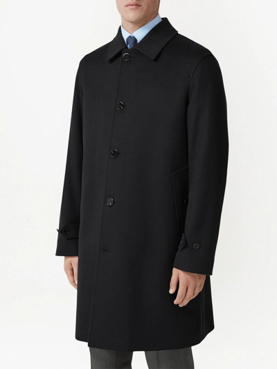 Burberry Collared Coat With Side Pockets And Long Sleeves In Black