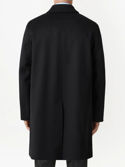 Burberry Collared Coat With Side Pockets And Long Sleeves In Black