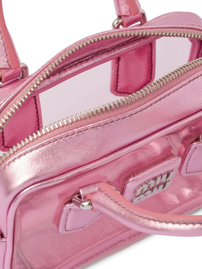 Miu Miu Metallic-effect Transparent Mini Bag In Pink
