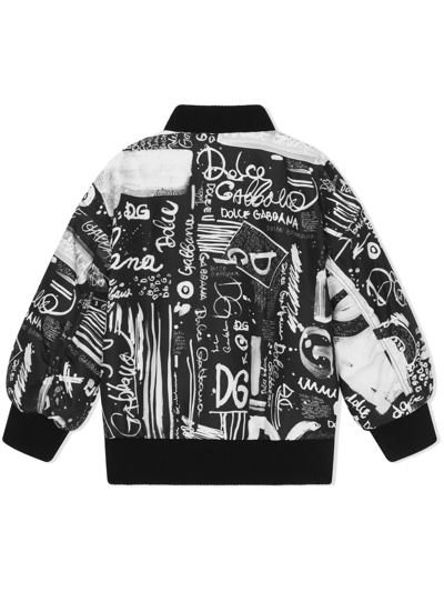 Shop Dolce & Gabbana Graffiti-print Bomber Jacket In Black