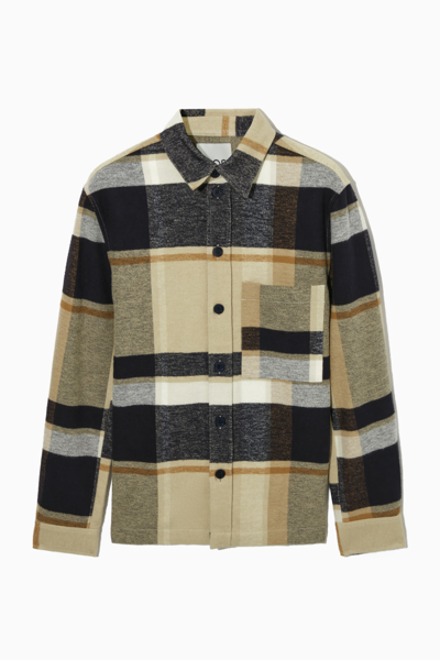 Cos Relaxed-fit Brushed-cotton Check Overshirt In Beige | ModeSens