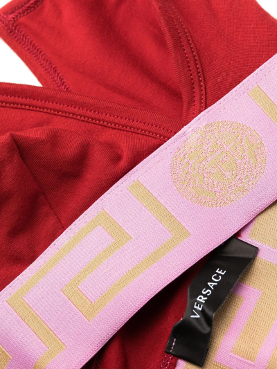 Shop Versace Logo-underband Bra In Red