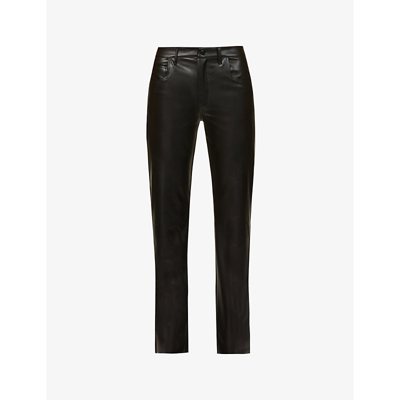Shop Alix Nyc Jay Straight-leg Mid-rise Faux-leather Trousers In Black