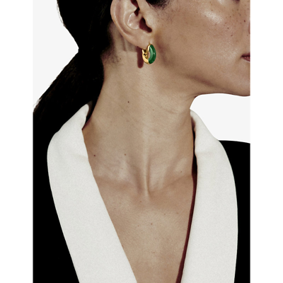 Shop Monica Vinader Womens Green 18ct Yellow Gold-plated Vermeil Sterling-silver And Green Onyx Hoop Earr