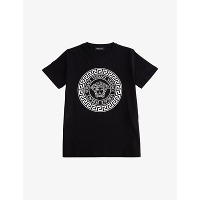 Shop Versace Boys Nero+bianco Kids Medusa-print Cotton-jersey T-shirt 4-14 Years