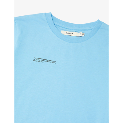 Shop Pangaia 365 Signature Text-print Organic-cotton Jersey T-shirt In Beach Blue