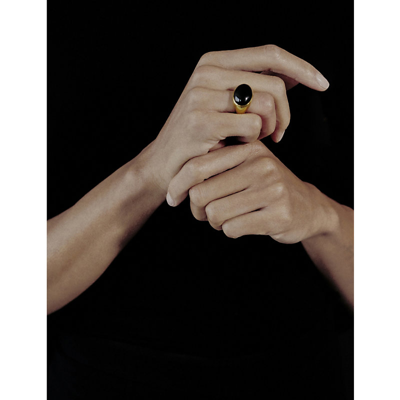 Shop Monica Vinader X Kate Young Recycled 18ct Yellow Gold-plated Vermeil Sterling Silver And Onyx Ring