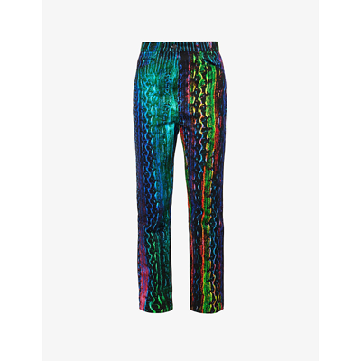Shop Agr Abstract-print Wide-leg High-rise Cotton-twill Trousers In Multi