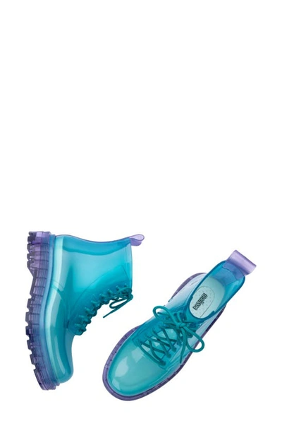 Shop Melissa Coturno Combat Boot In Clear Lilac/ Blue